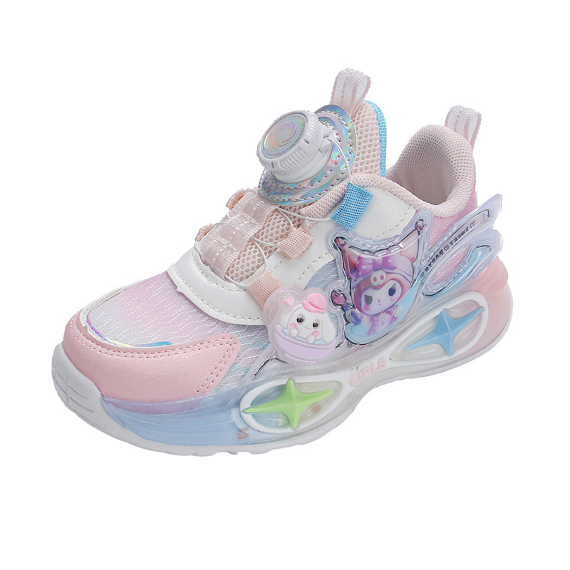 Light up girls' sports shoes with breathable and lightweight mesh, versatile girls' shoes, small and medium-sized internet famous shoes, girls' shoes