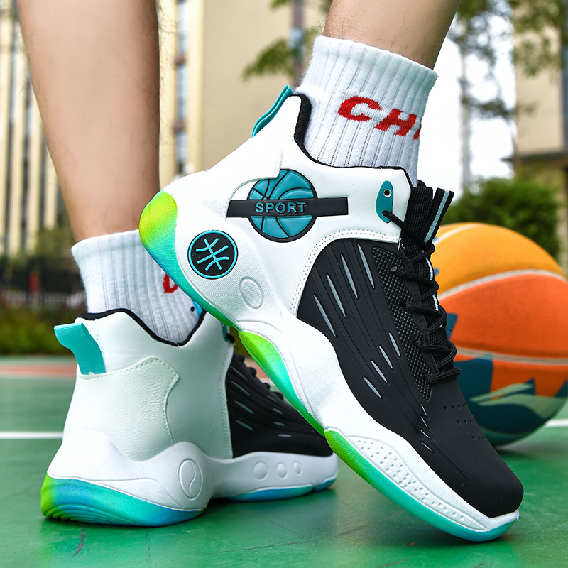 Cross border plus size men's basketball shoes, fashionable sports and casual sole leather, 2025 new youth running shoes wholesale