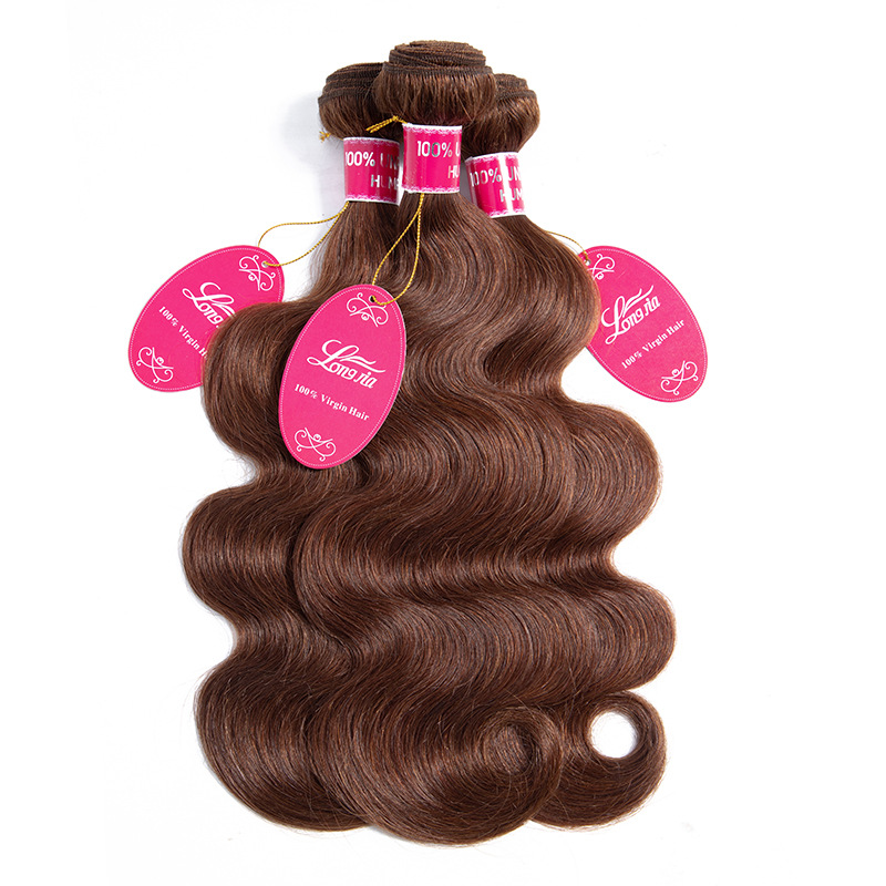 8A Brazilian huamn hair body wave bundles 4# light brown
