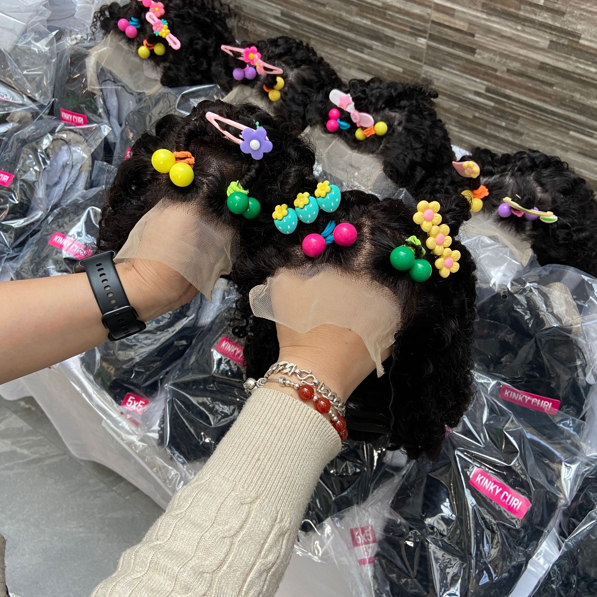 Baby Wig Kid's Wigs Kinky Curly 5 * 5 Lace Real Hair Small Mesh Hat Children's Wig