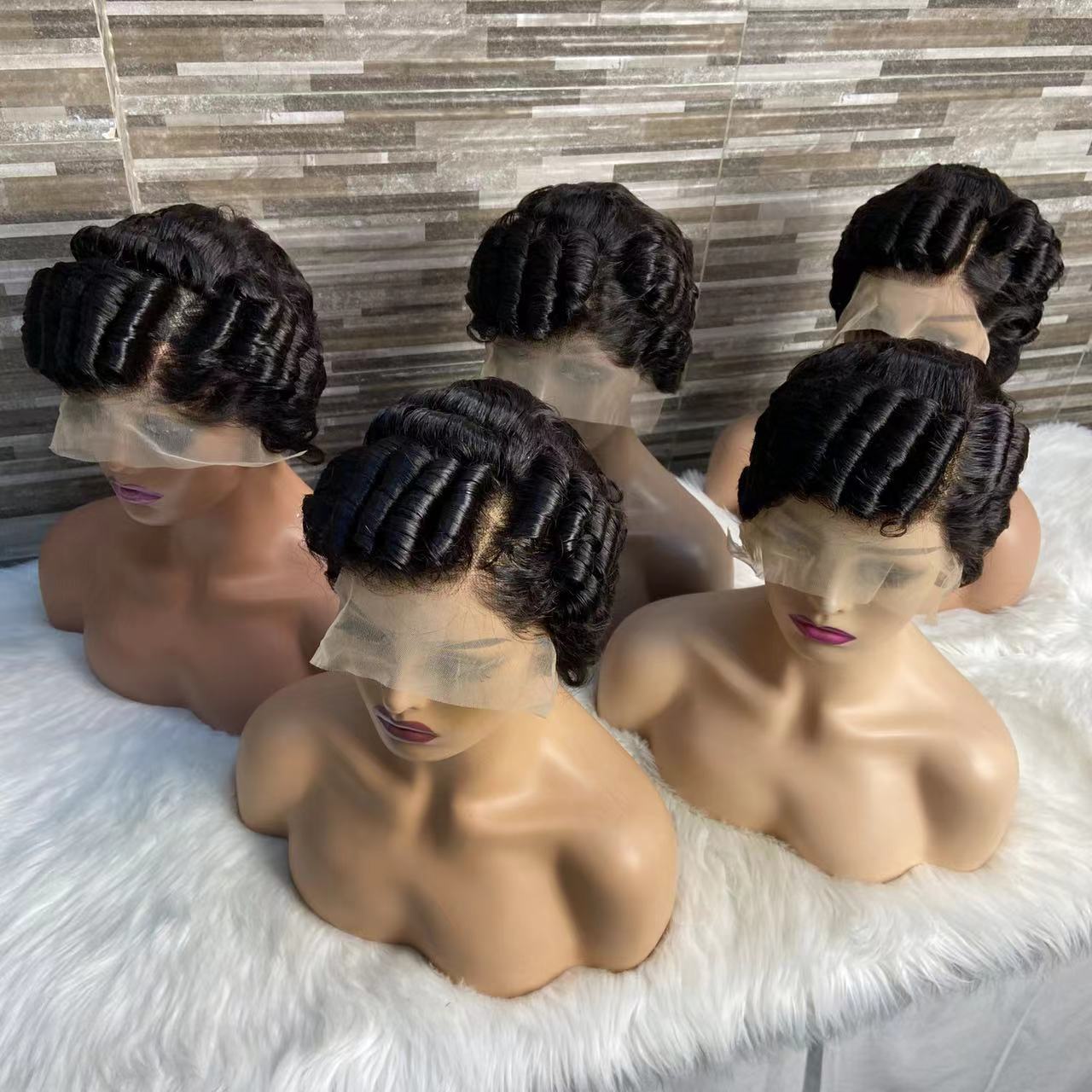 Pixie Cut Wig 13 * 4 lace 100% human hair African wool pre roll lace wig