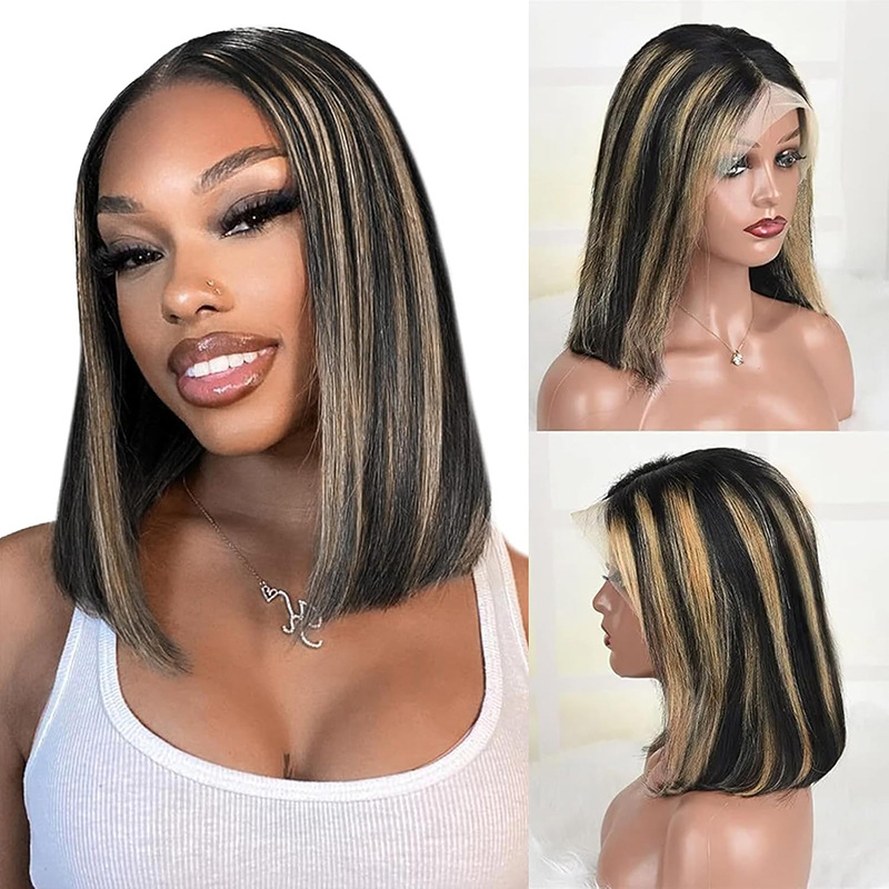 Real hair wig with highlight omber 1b/27 straight bob wig human hair