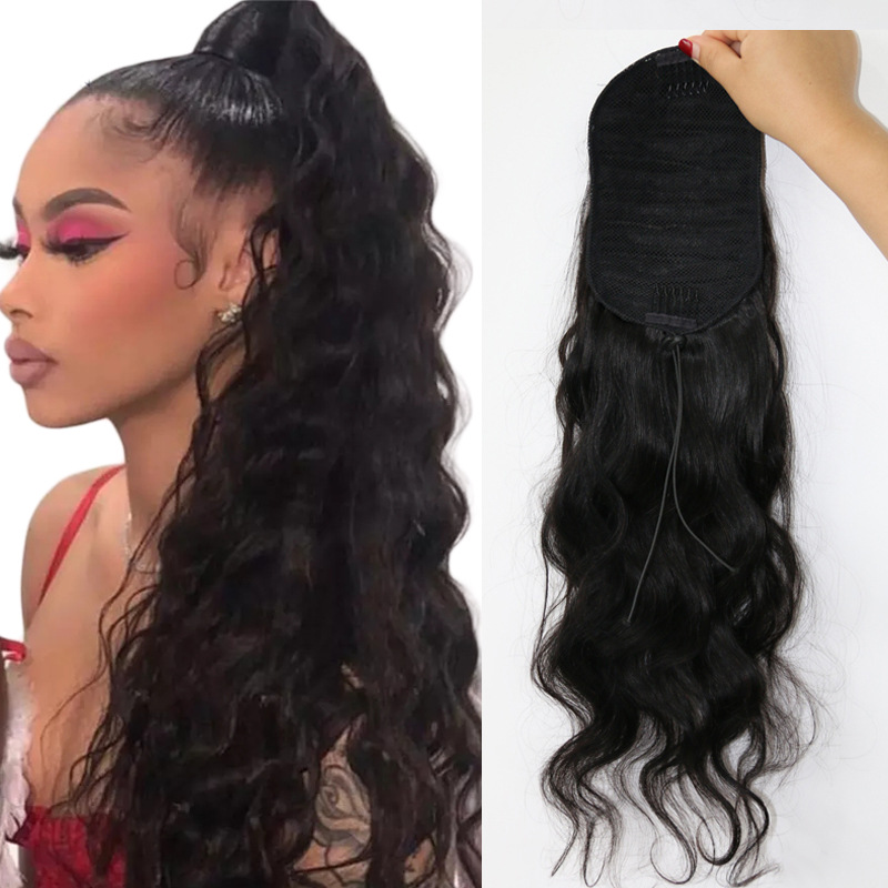 African Big Wave Braid Body Drawstring Ponytail Bundled Ponytail Pulling Rope Ponytail Wig