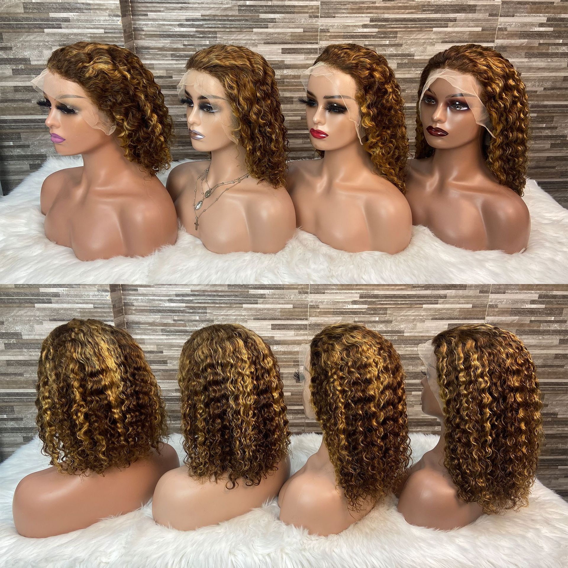 Cross border 10-16-inch full human front lace wig 13x4 lace front wig headband