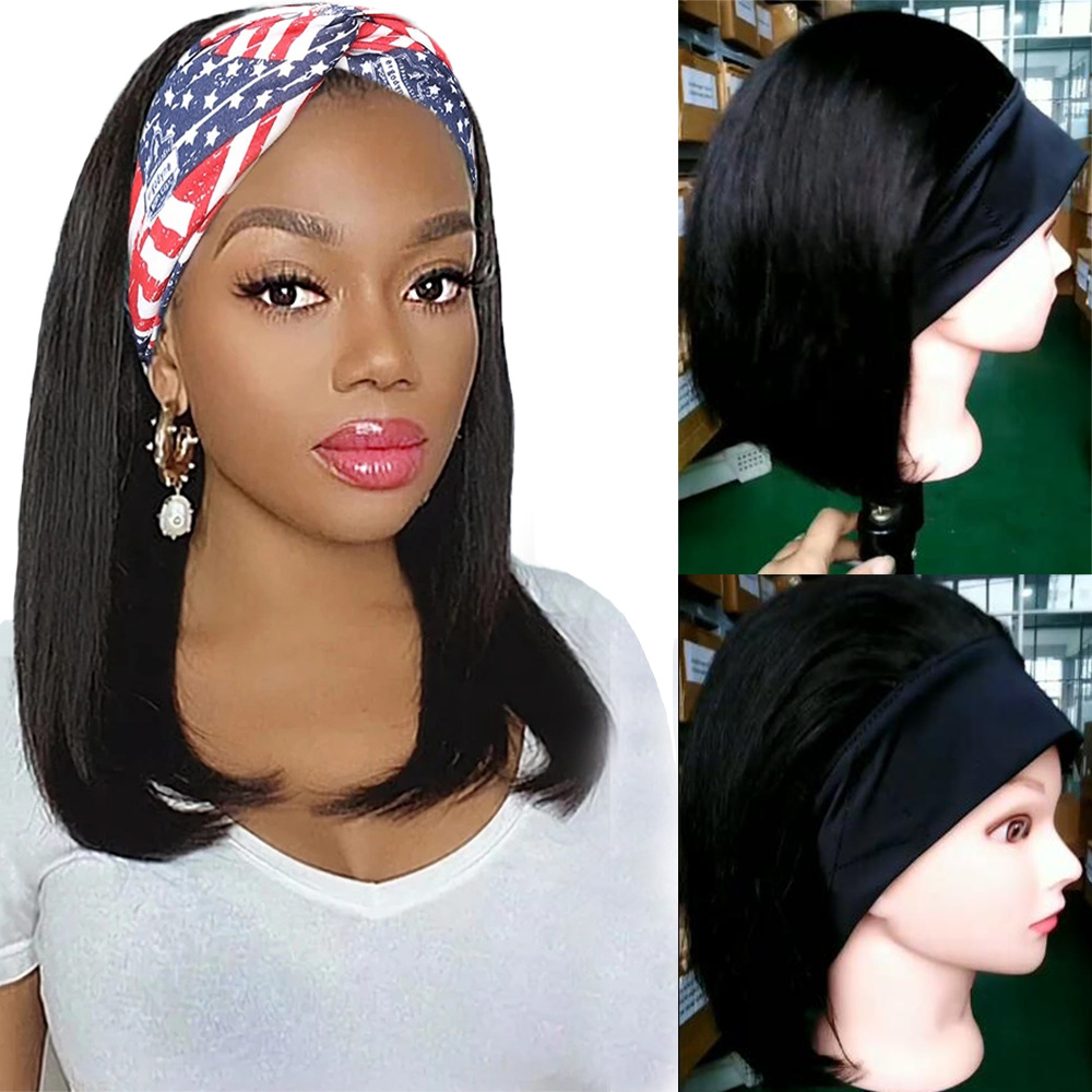 Bob wig real hair wig headband straight human hair wigs