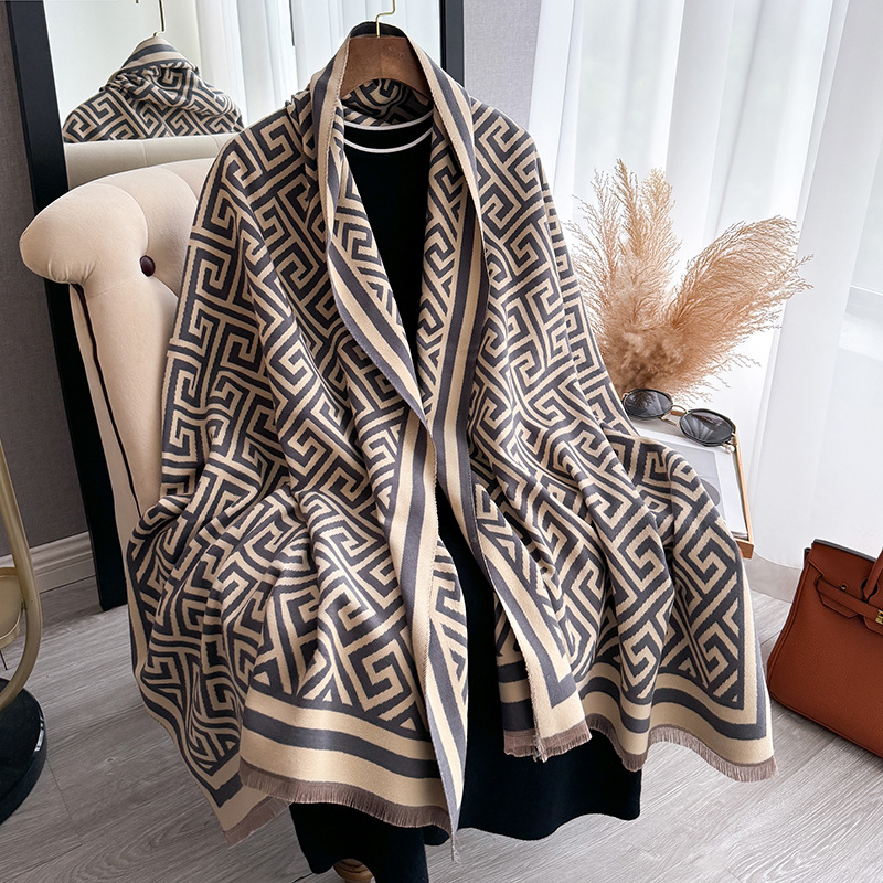 2024 Winter New Scarf Women's temperament versatile scarf, double-sided imitation cashmere high-end feeling warm shawl long scarf