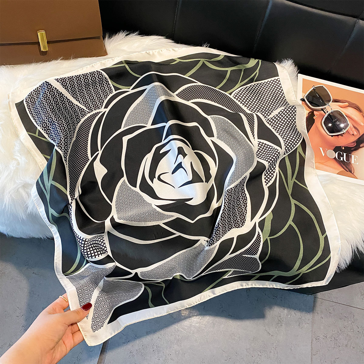 Spring new style square scarf 70cm high-end feeling imitation silk scarf women's fashionable headscarf versatile small scarf wholesale for foreign trade