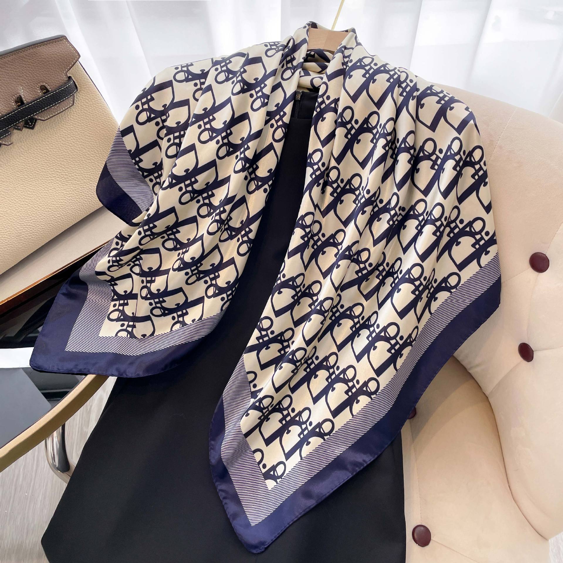 European and American spring and summer new simulation silk 90 color Ding printed small cashew generous scarf wholesale fashionable women's scarf