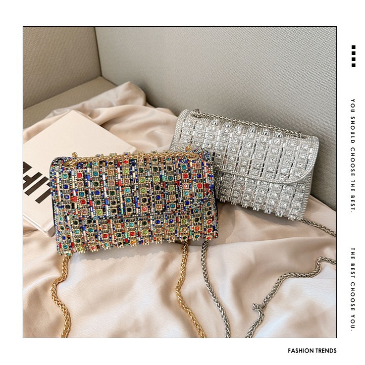 New European and American retro armpit bag, casual and fashionable rhinestone small bag, niche single shoulder bag, crossbody dinner bag