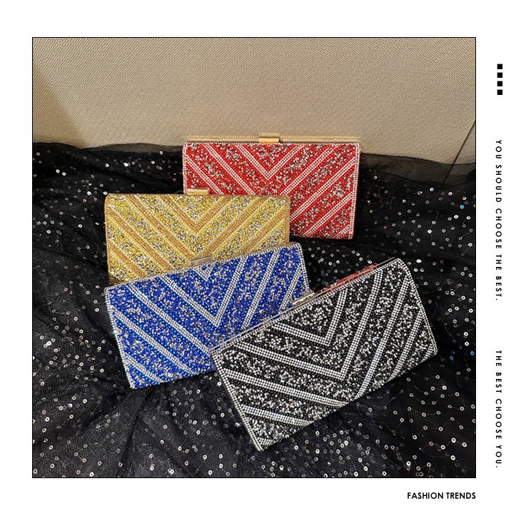 2025 Cross border New Banquet Bag European and American Women's Handbag with Diamond Inlaid Banquet Handbag Dress Evening Dress Bag Women's Bag