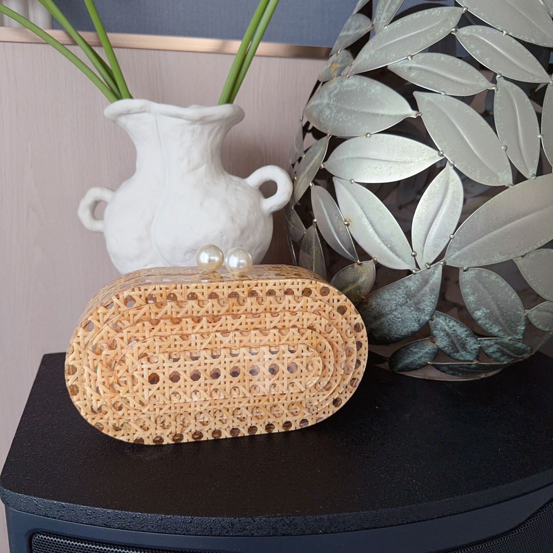 Cross border hot selling new rattan acrylic bag, dinner bag, hand-held bag, single shoulder diagonal cross wedding fashionable women's bag