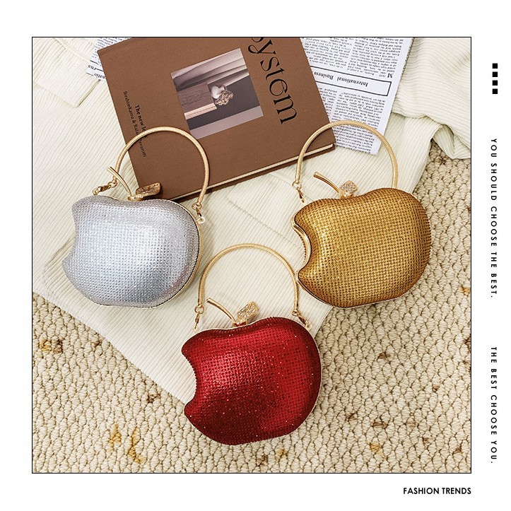 Cross border women's handbag popular handbag Apple bag Foreign trade small bag Acrylic bag Banquet bag Diamond inlaid chain bag