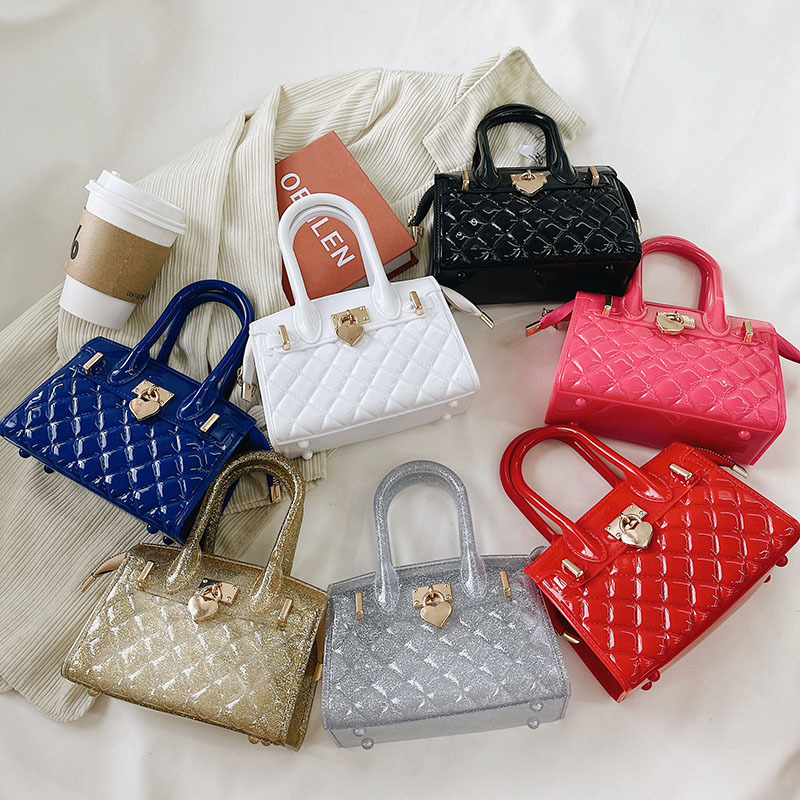 2025 Autumn New Lingge Platinum Bag Fashion Heart Lock Jelly Bag Handheld Single Shoulder Diagonal Cross Trendy Women's Bag