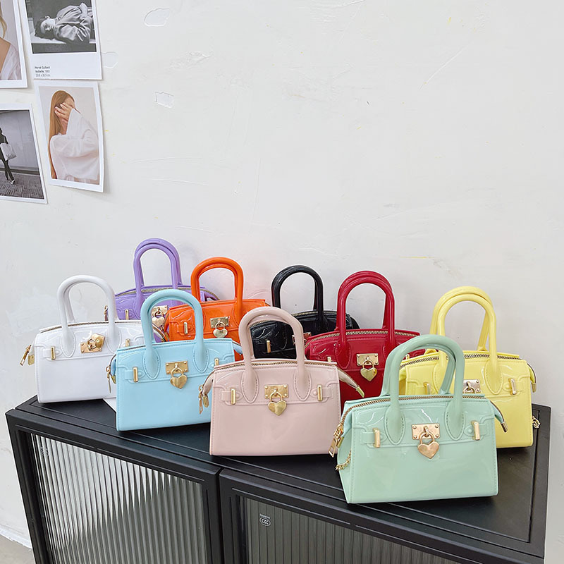 2025 Summer New Platinum Bag Fashion Heart Lock Jelly Bag Handbag Single Shoulder Diagonal Cross Bag Trendy Women's Bag