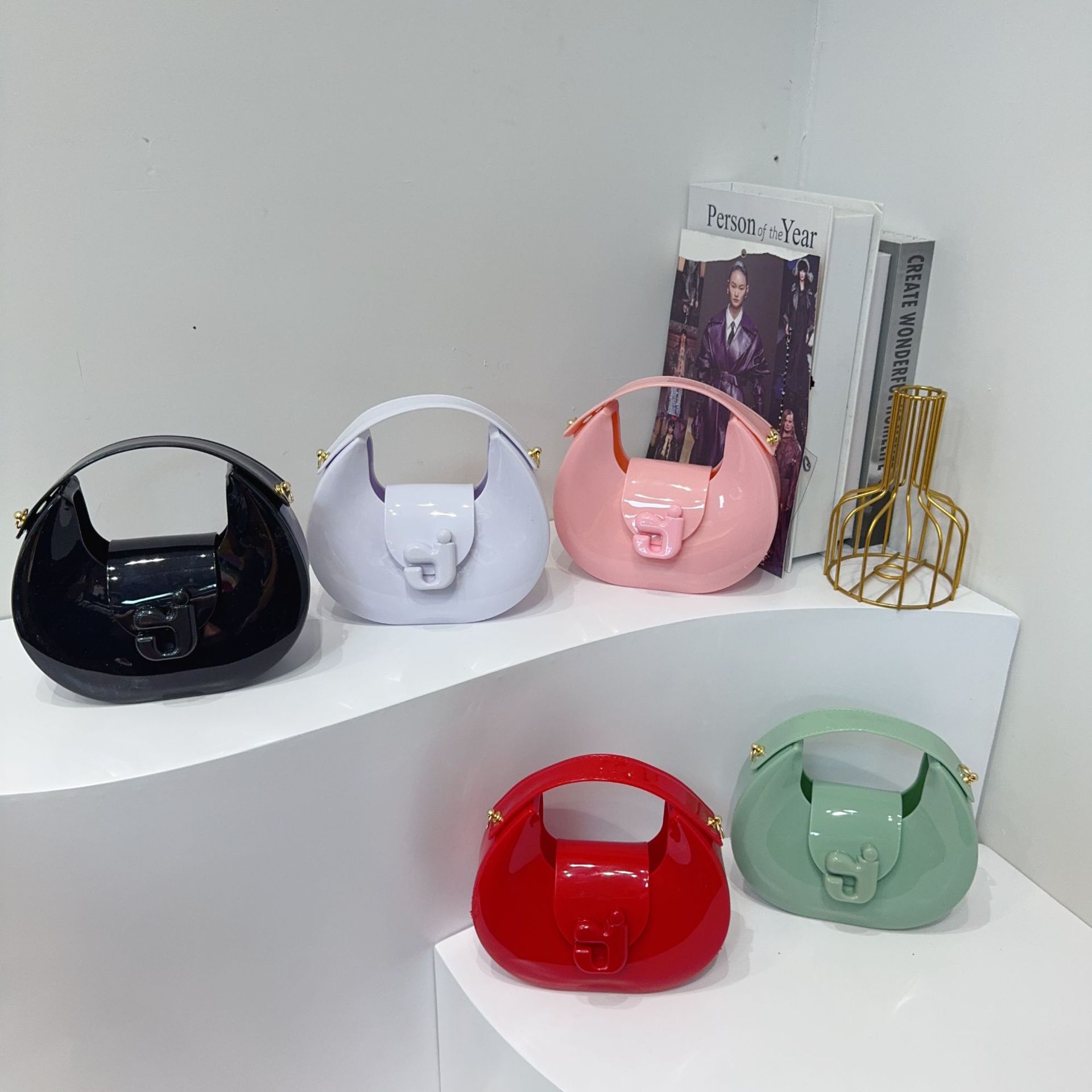 2025 Cross border New Hot Selling J Letter Jelly Bag Handheld Single Shoulder Diagonal Crossing Children's Women's Bag PVC Bag Wallet