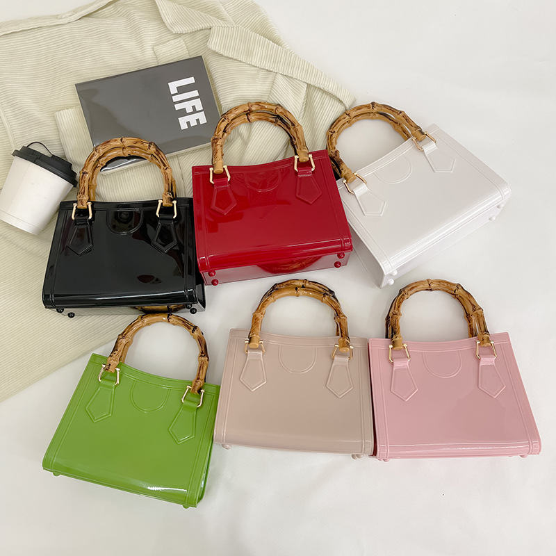 2025 Summer New Bamboo Jelly Bag Handheld Smooth Small Square Bag Mini Internet Celebrity Versatile Single Shoulder Cross Shoulder Women's Bag
