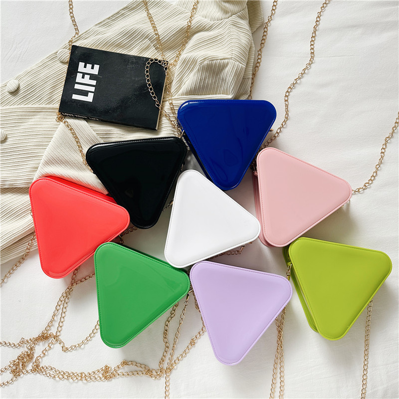 2025 New PVC Jelly Bag Triangle Bag Plastic Shoulder Cross Shoulder Women's Bag Mini Small Bag Fashion Chain Bag