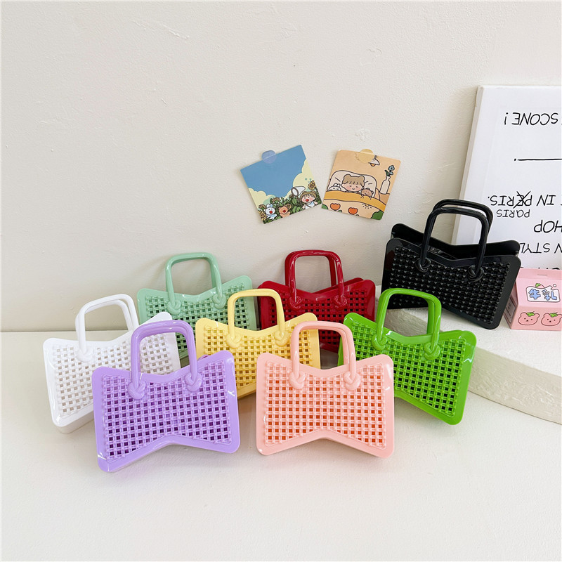 2025 new cute children's jelly bag butterfly bag woven hollow vacation beach bag mini coin purse