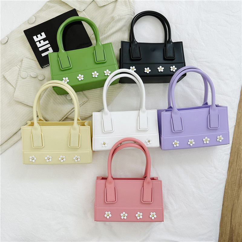 2025 New Jelly Bag Women's Bag PVC Bag Small Flower Bag Handbag Ins Style Creative