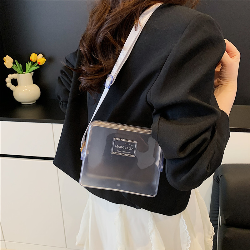 2025 new PVC single shoulder mobile phone bag solid color small square bag jelly bag crossbody bag small bag small bag small shoulder bag