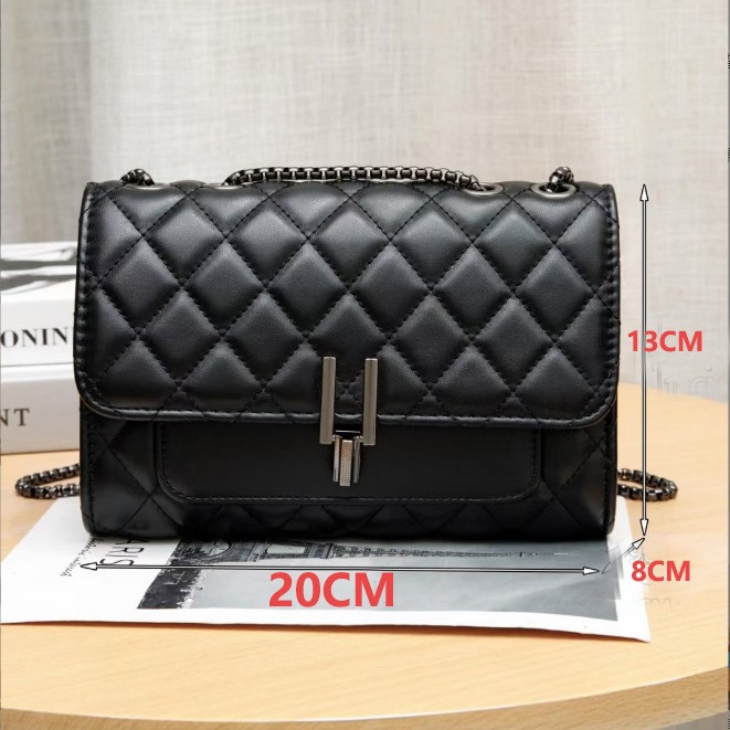 2025 Summer New Large Sheep Pattern Y-Button Diamond Grid Bag PU Bag Ostrich Pattern Chain Bag Single Shoulder Crossbody Bag