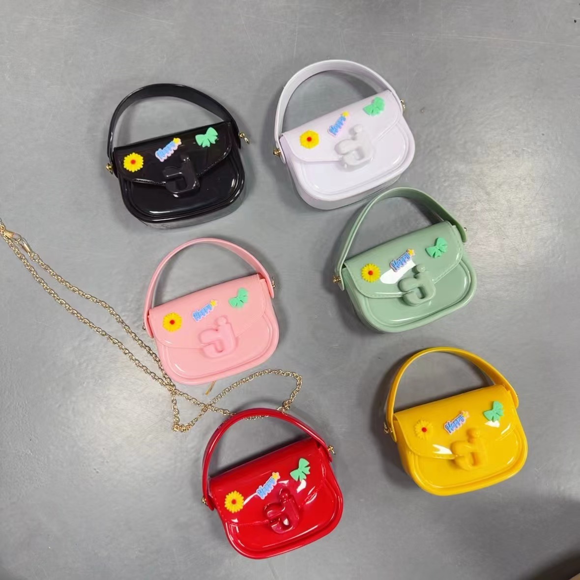 2025 Cross border New Hot Selling J Letter Jelly Bag Handheld Single Shoulder Diagonal Crossing Children's Women's Bag PVC Bag Wallet
