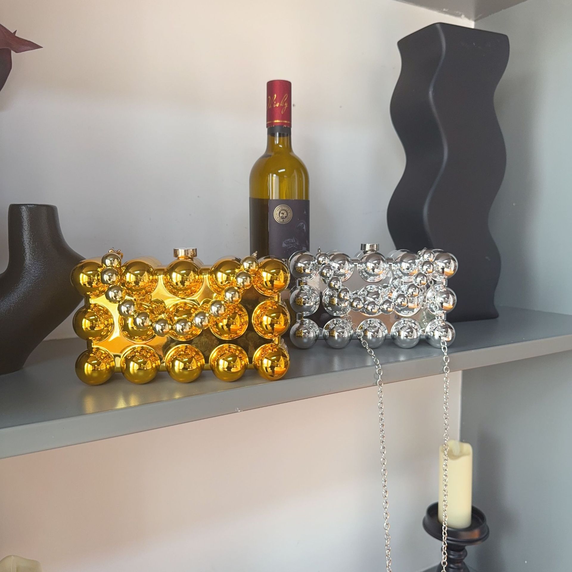 New European and American cross-border gold glossy acrylic bag, small square bag, candy colored hand-held crossbody bag