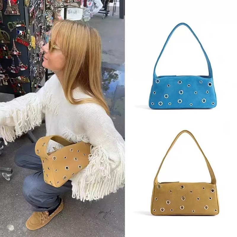 European and American fashion design, niche rivet underarm bag for women, 2025 new autumn and winter handbag, single shoulder motorcycle bag for women