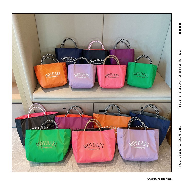 Shopping handbag nylon 2025 new daily shopping commuting large capacity simple double-sided lunch box