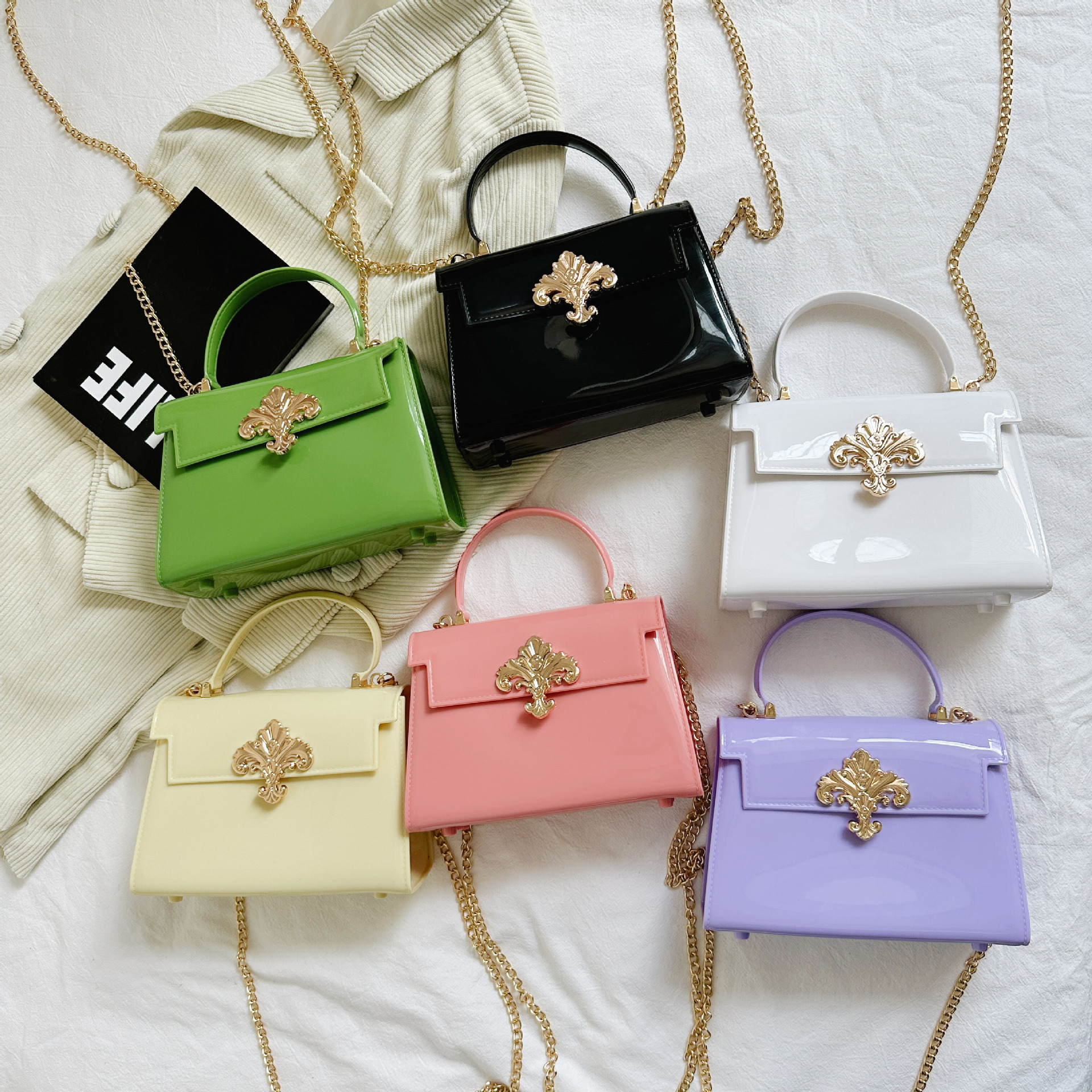 2025 Summer New PVC Bag Women's Bag Jelly Bag Fashion Chain Bag