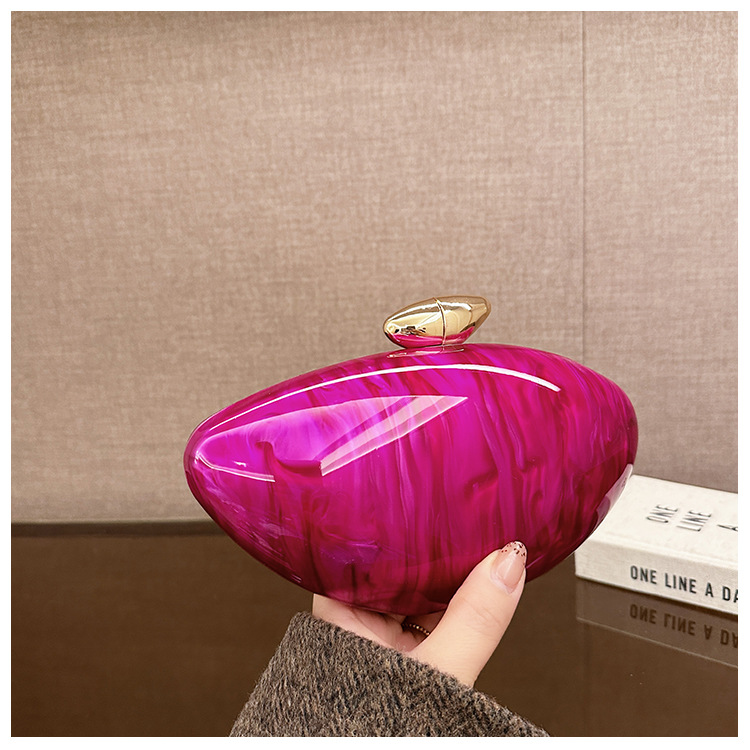Cross border 2025 New Banquet Bag Women's Fashion Trend Acrylic Bag Elliptical Bag Chain Strap Shoulder Bag