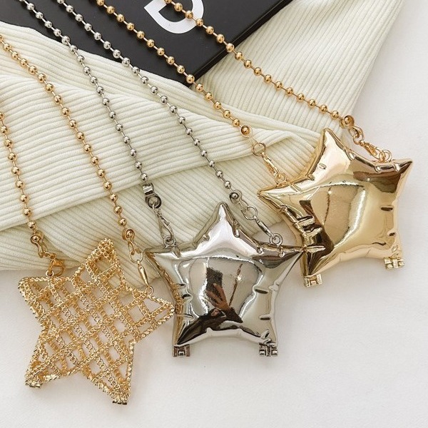 2025 new cross-border zinc alloy shiny metal pentagram box mini bag, change crossbody, red envelope
