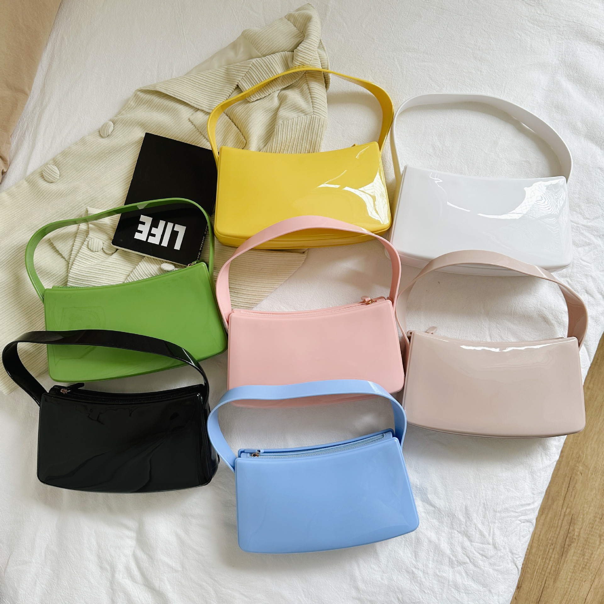 2025 New Jelly Bag Handbag Jelly Bag PVC Bag Wrist Bag Shoulder Bag Ins Style