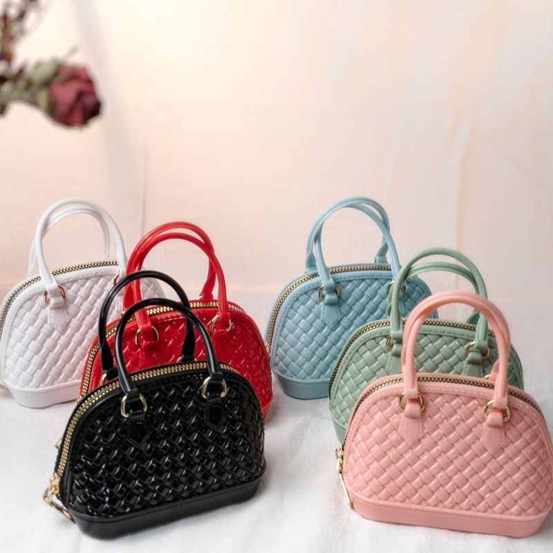 2025 Summer New PVC Jelly Woven Shell Bag Mini Bag Handbag Trendy Explosive Single Shoulder Diagonal Cross Bag