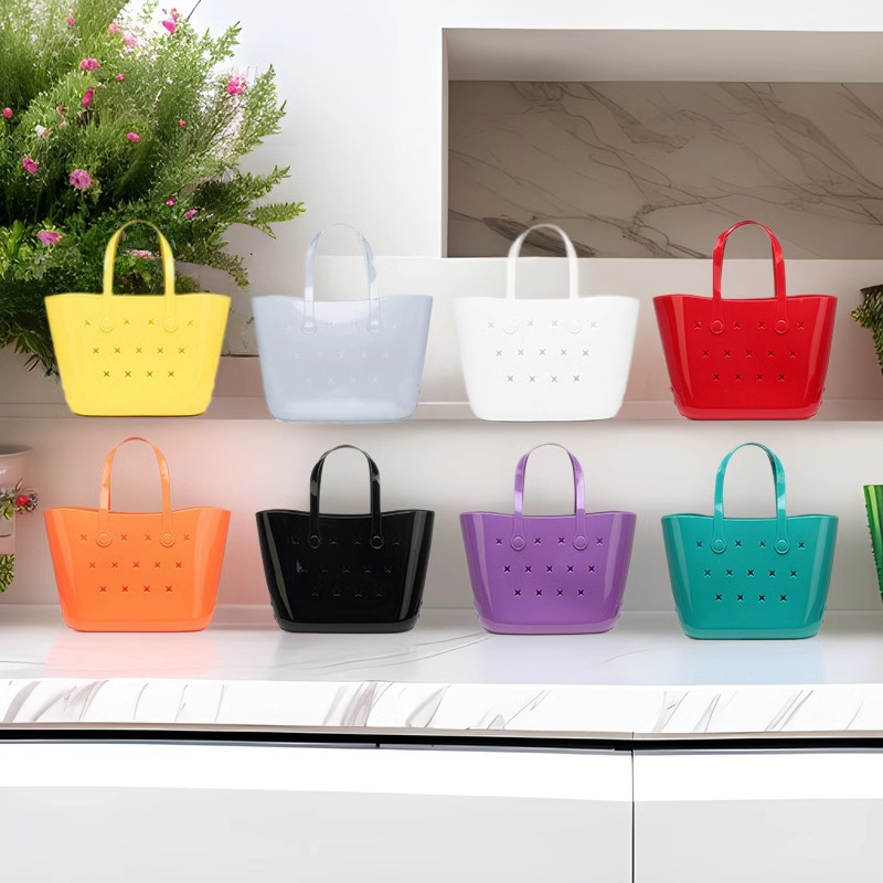 2025 New PVC Jelly Bag for Women, Large Capacity Handbag, Advanced Hollow DIY Basket, Washroom Bag, Beach Bag