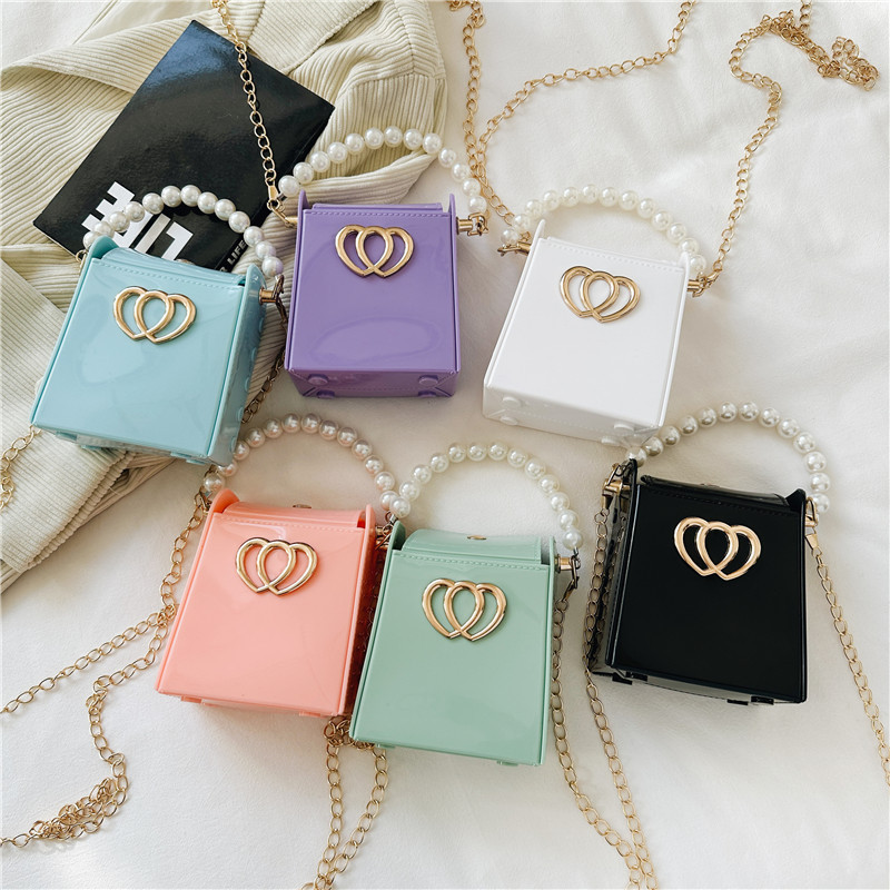 2025 New Mini Cigarette Box Bag Pearl Handheld Chain Bag Fashion Single Shoulder Diagonal Cross Love Lock Small Square Bag for Women