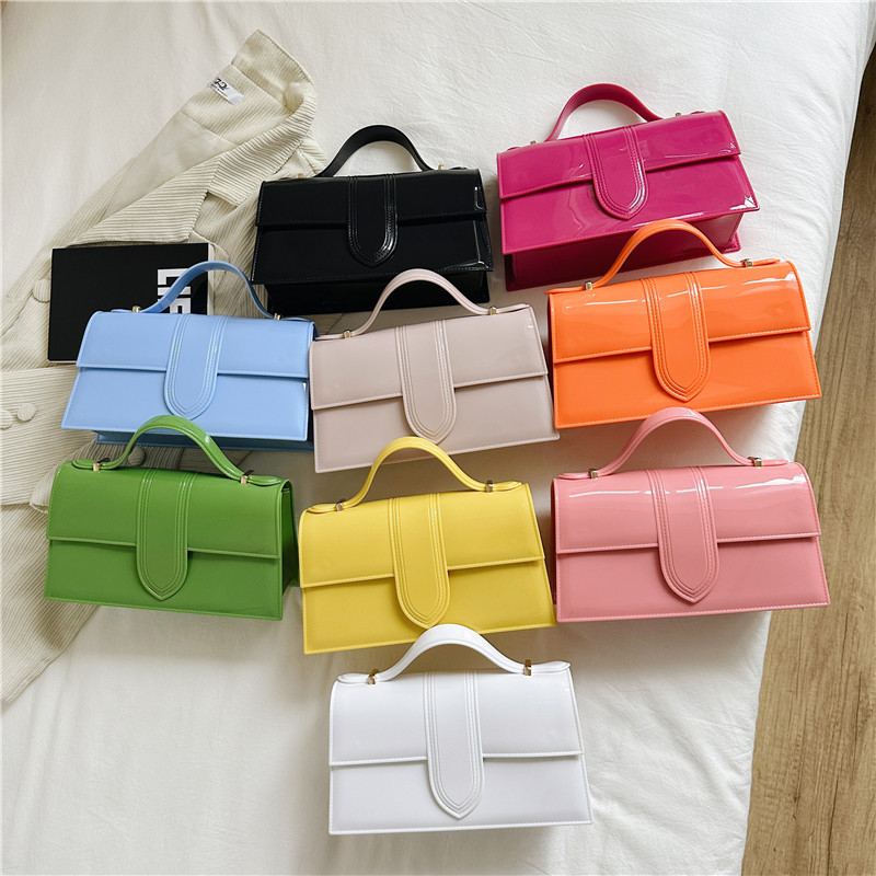 2025 Summer New Solid Color Jelly Bag Simple Handheld Single Shoulder Diagonal Cross Women's Bag Underarm Postman Versatile Small Bag