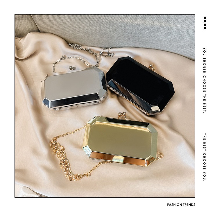 Cross border square box acrylic bag, women's 2025 new banquet bag, hand-held bag, shoulder crossbody bag, clip bag