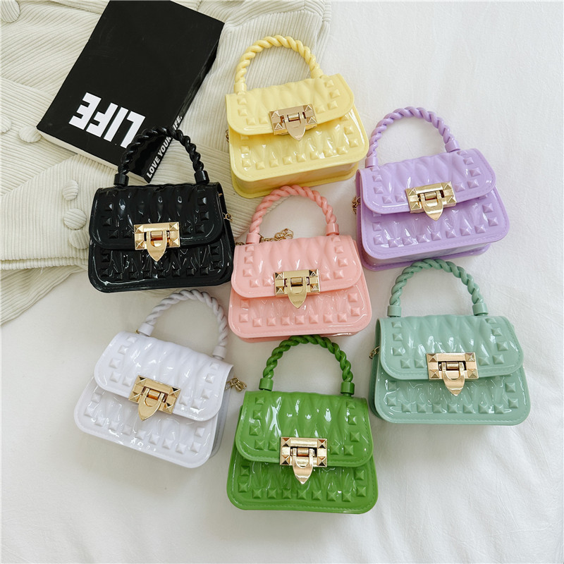 2025 Summer New Leaf Lock Nail Chain Mini Jelly Bag Adhesive Handheld Casual Mouth Red Envelope Small Bag