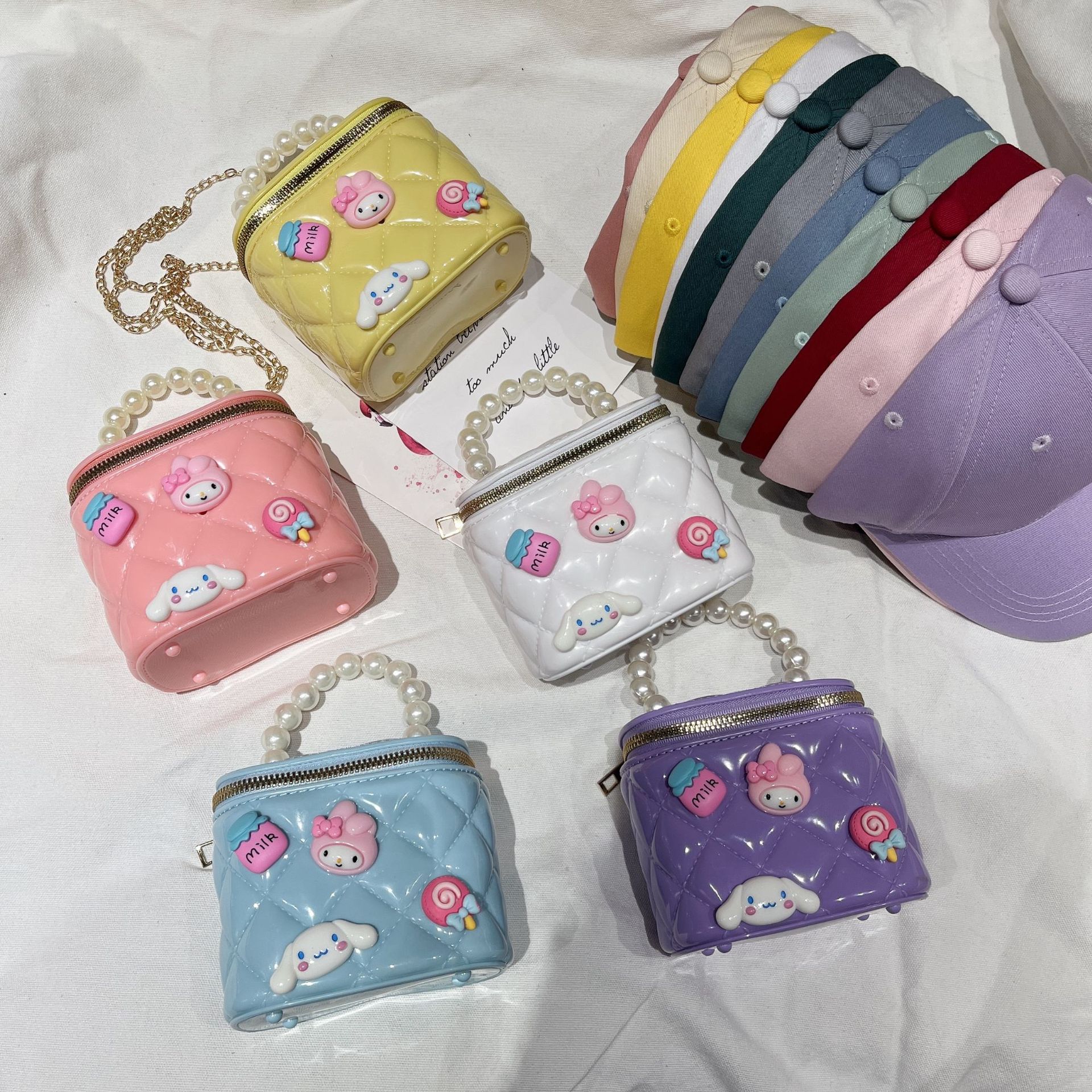 Cute cartoon jelly bag for children, silicone coin purse for girls, crossbody bag, mini pearl handbag for girls