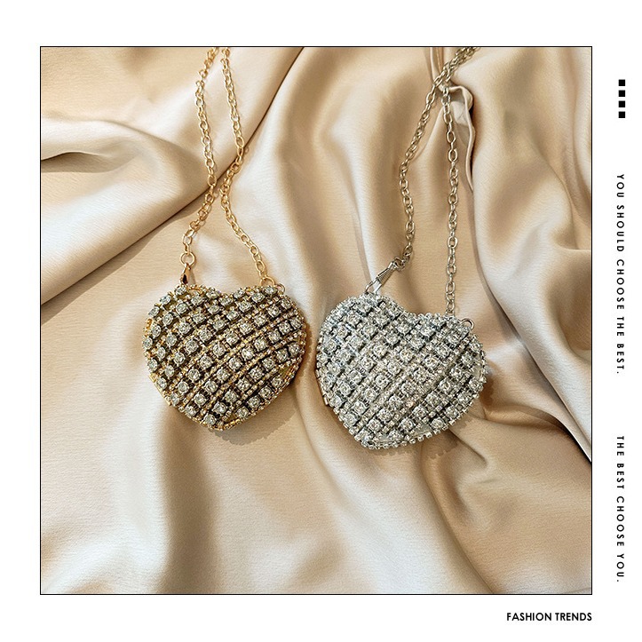 2025 Cross border Trend Women's Sparkling Diamond Mouth Red Envelope Mini Decorative Small Bag Chain Tassel Women's Small Bag Banquet Bag