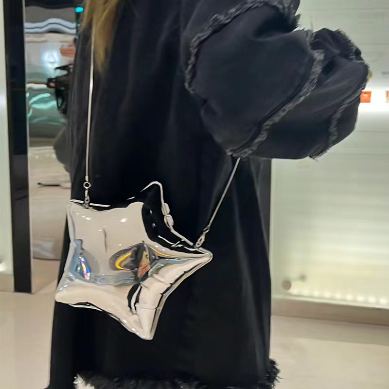 2025 Spring/Summer New Gold and Silver Star Shoulder Bag Mini Chain Bag Casual Fashion Crossbody Acrylic Bag