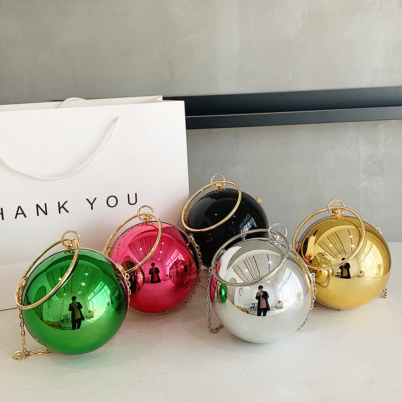 2025 Acrylic Ball Banquet Bag Personalized Trendy Round Bag Chain Shoulder Cross Shoulder Fashion Cross border Women's Bag