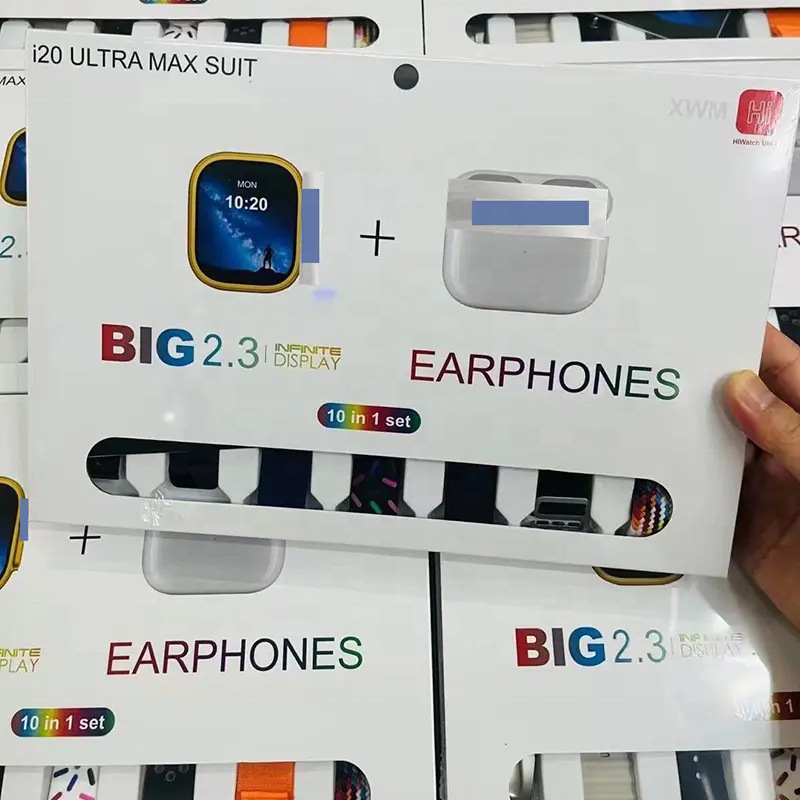 I20 Ultra MaxSUIT Smart Watch Set 10in1 Set Strap Watch Case Five Generation Earphones
