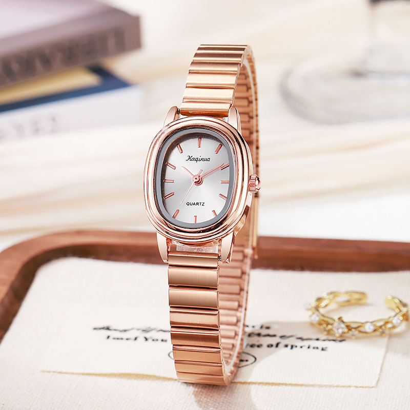 Hot selling new rose gold women's watch with oval small dial ins gold silver bamboo band student niche women's watch