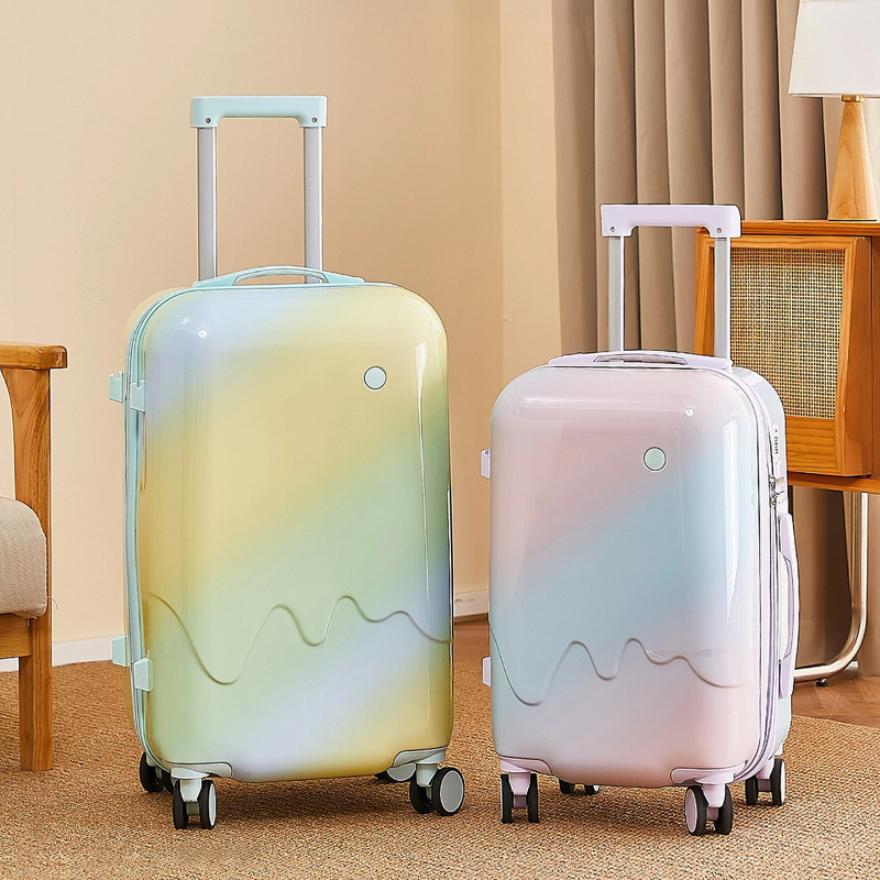 Gradient ice cream style luggage, women's suitcase, sturdy and durable, male student, large capacity password travel boarding suitcase