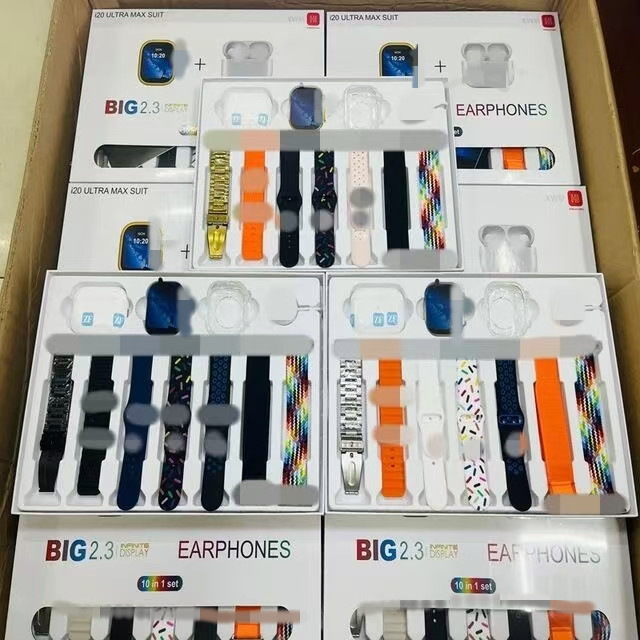 10in1 set i20 ULTRA MAX SUIT 5th generation Bluetooth earphones, low-power smart watch, sports Bluetooth