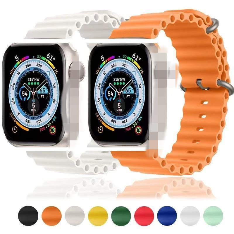 Suitable for Apple Watch 7654321 SE Sport Watch with Silicone Ocean Strap