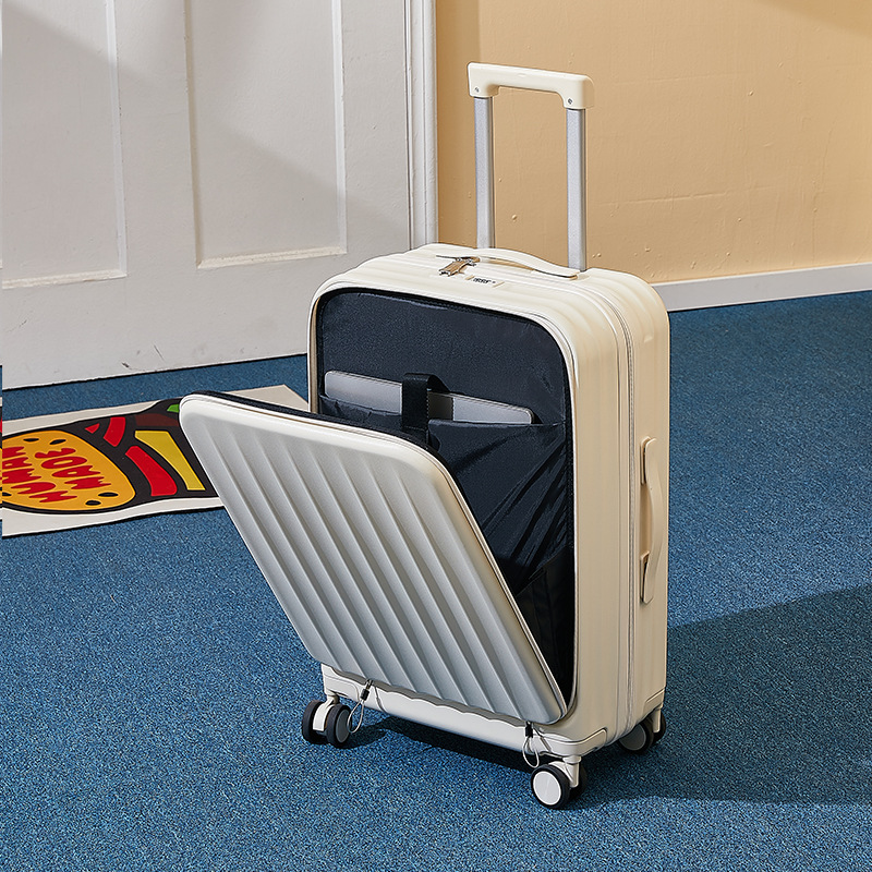 Front opening 20 inch boarding case, USB charging luggage, business universal wheel suitcase, men's and women's travel suitcase