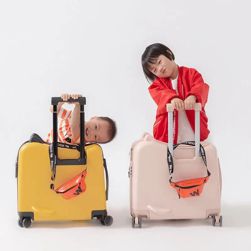 Children's luggage can be mounted, travel suitcase, 18 inch boarding case, universal wheel cartoon suitcase, 20 inch password box